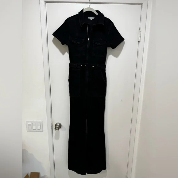 Good American Fit For Success Bootcut Black Denim Jumpsuit - Picture 5 of 7